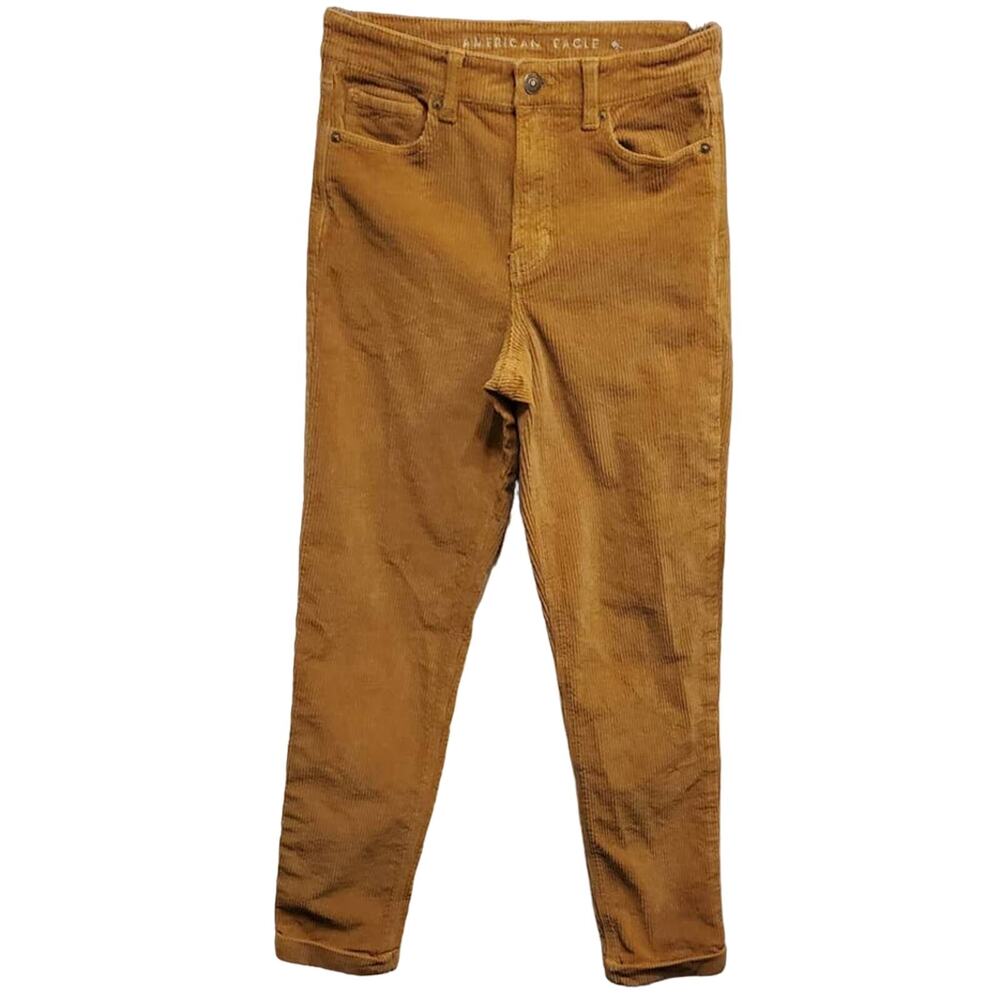 AMERICAN Eagle Brown Corduroy Mom High Rise Super Stretch Pants Size 0